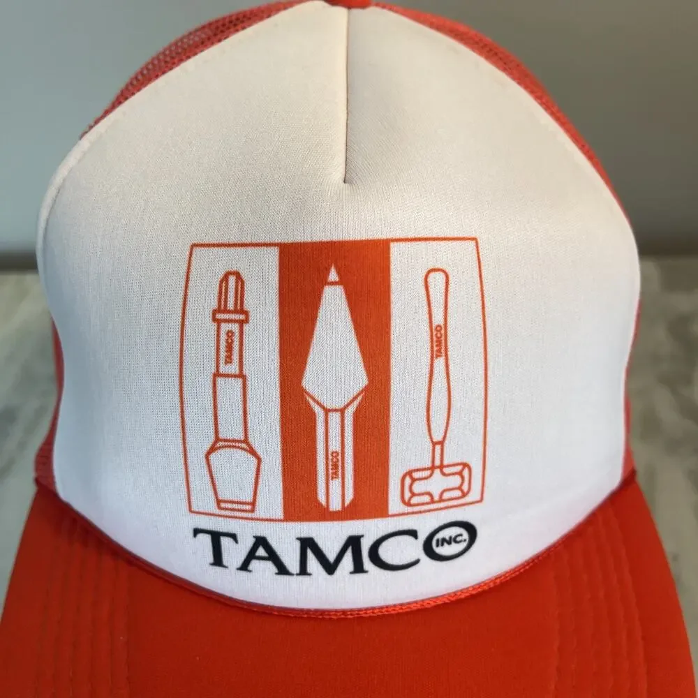Tamco INC Hat Mens One Size Orange Snapback Trucker Cap Mesh Back Tools Rare
